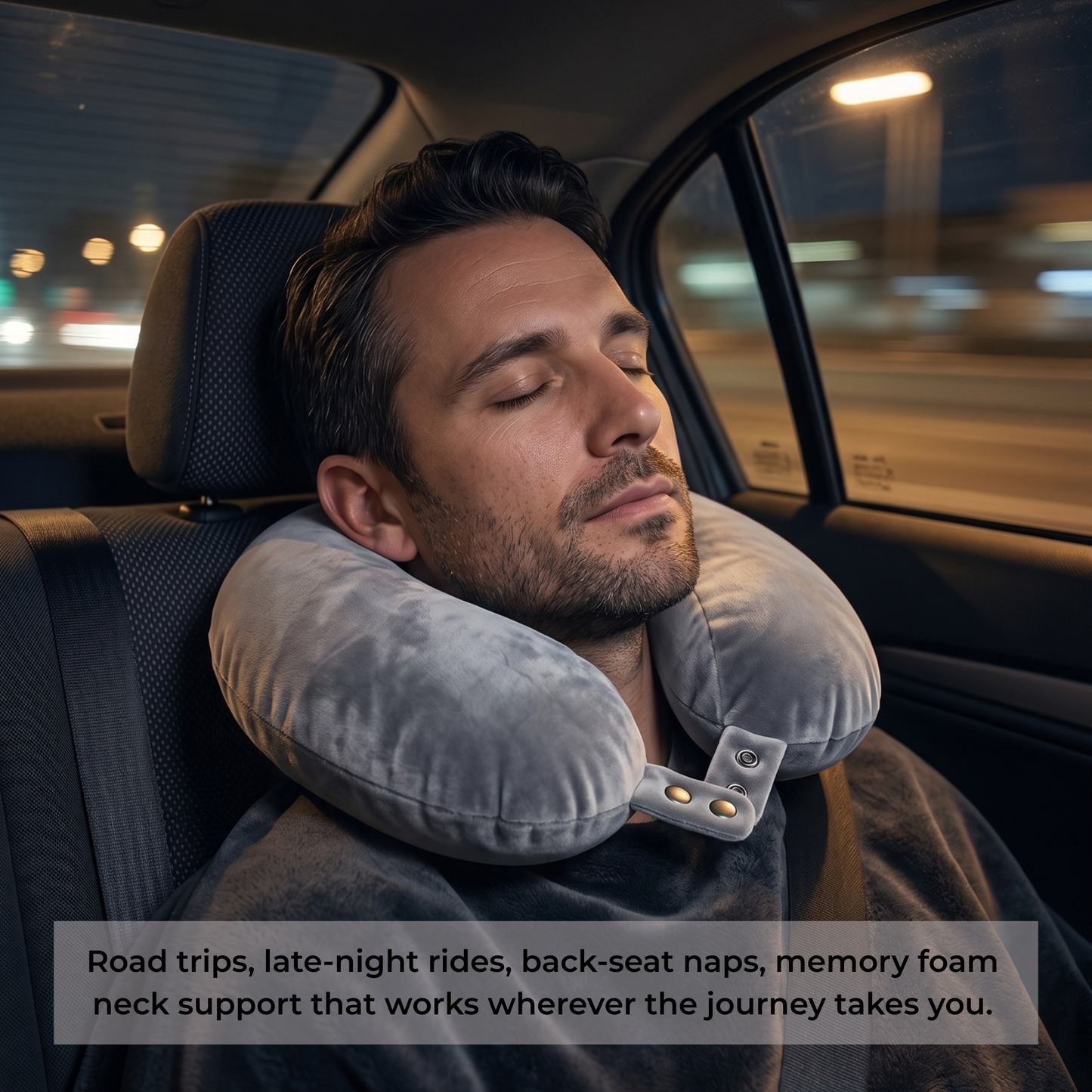 Keshim U-Shaped Memory Foam Travel Neck Pillow for Airplane, Car & Train Travel | Premium Soft Velvet Cover | Ergonomic Neck & Chin Support | Portable Neck Cushion for Adults