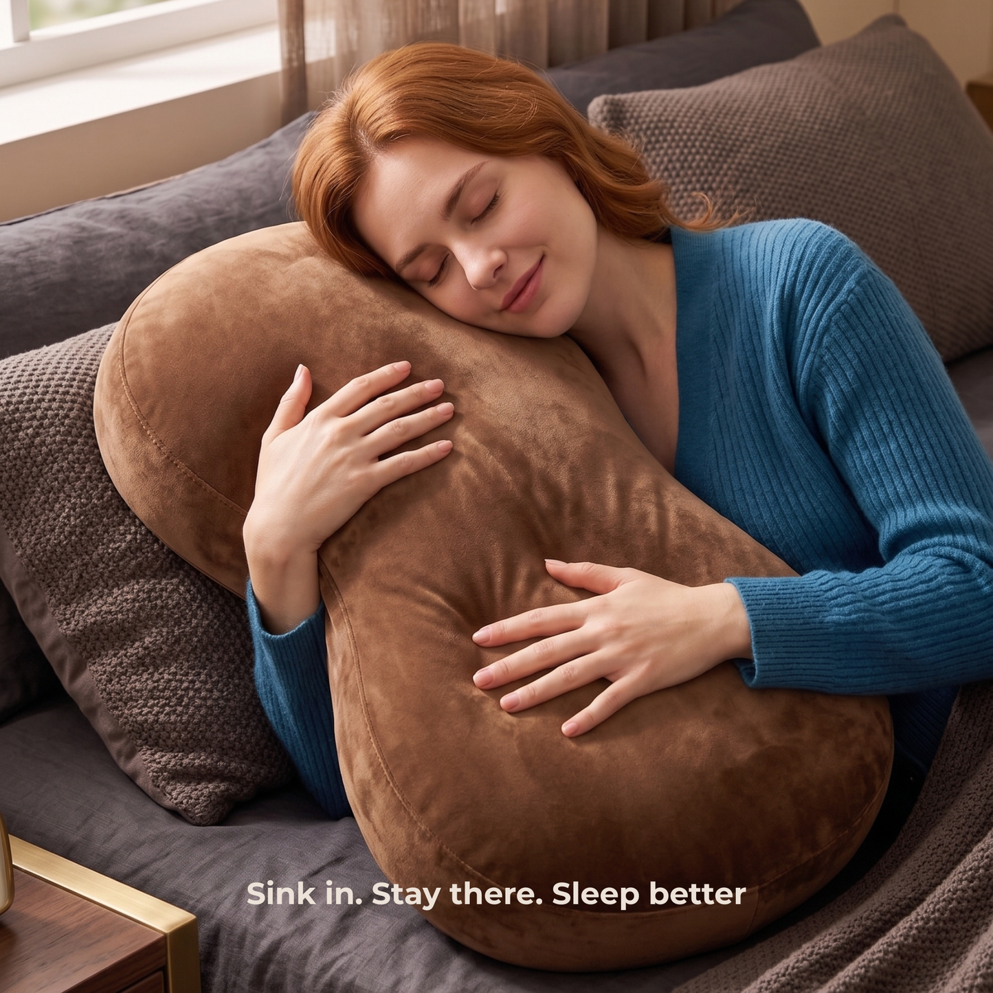 Keshim Memory Foam Cuddle Pillow for Adults & Kids | Ultra-Soft Velvet Hug Pillow for Sleeping, Relaxation & Side Sleeping | Ergonomic Body Support Cushion for Comfort & Stress Relief