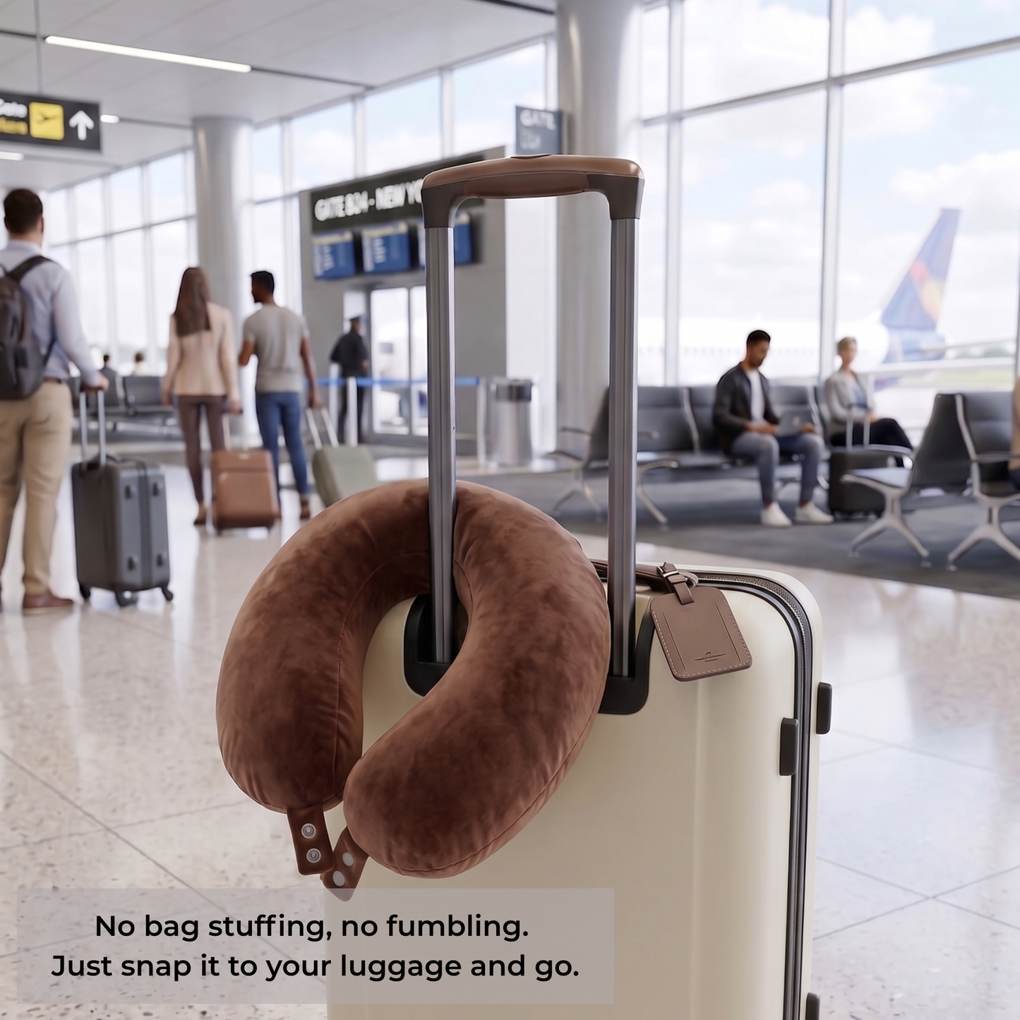 Keshim U-Shaped Memory Foam Travel Neck Pillow for Airplane, Car & Train Travel | Premium Soft Velvet Cover | Ergonomic Neck & Chin Support | Portable Neck Cushion for Adults