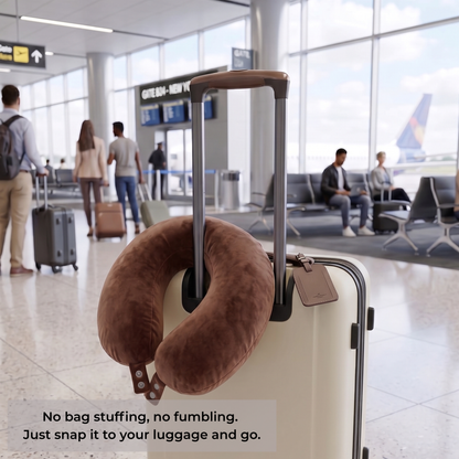 Keshim U-Shaped Memory Foam Travel Neck Pillow for Airplane, Car & Train Travel | Premium Soft Velvet Cover | Ergonomic Neck & Chin Support | Portable Neck Cushion for Adults