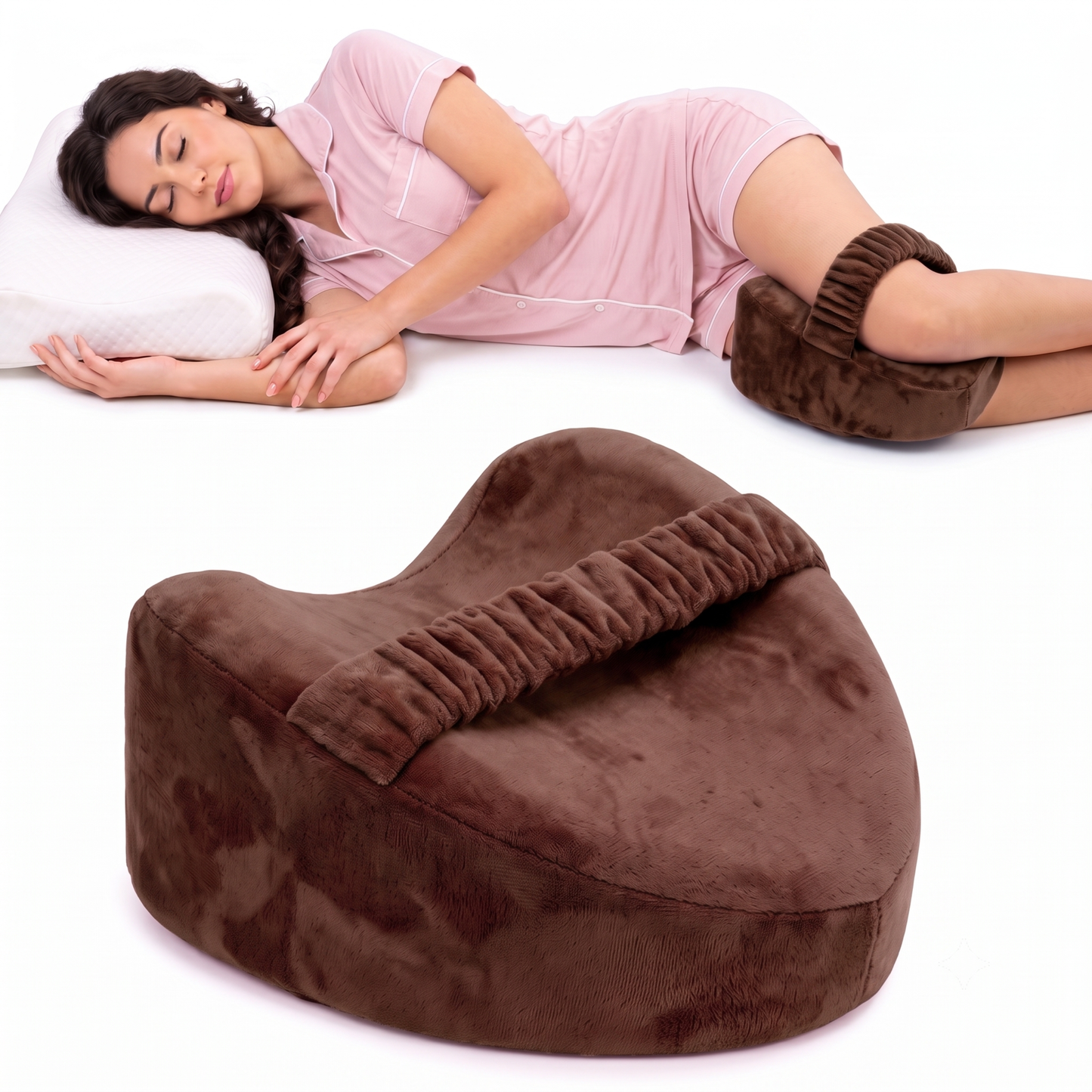 KESHIM Memory Foam Knee Support Pillow for Side Sleeping | Orthopedic Leg Spacer Cushion with Adjustable Strap | Premium Velvet Cover | Knee, Hip, Back & Sciatica Pain Relief | Sleeping Support Cushion