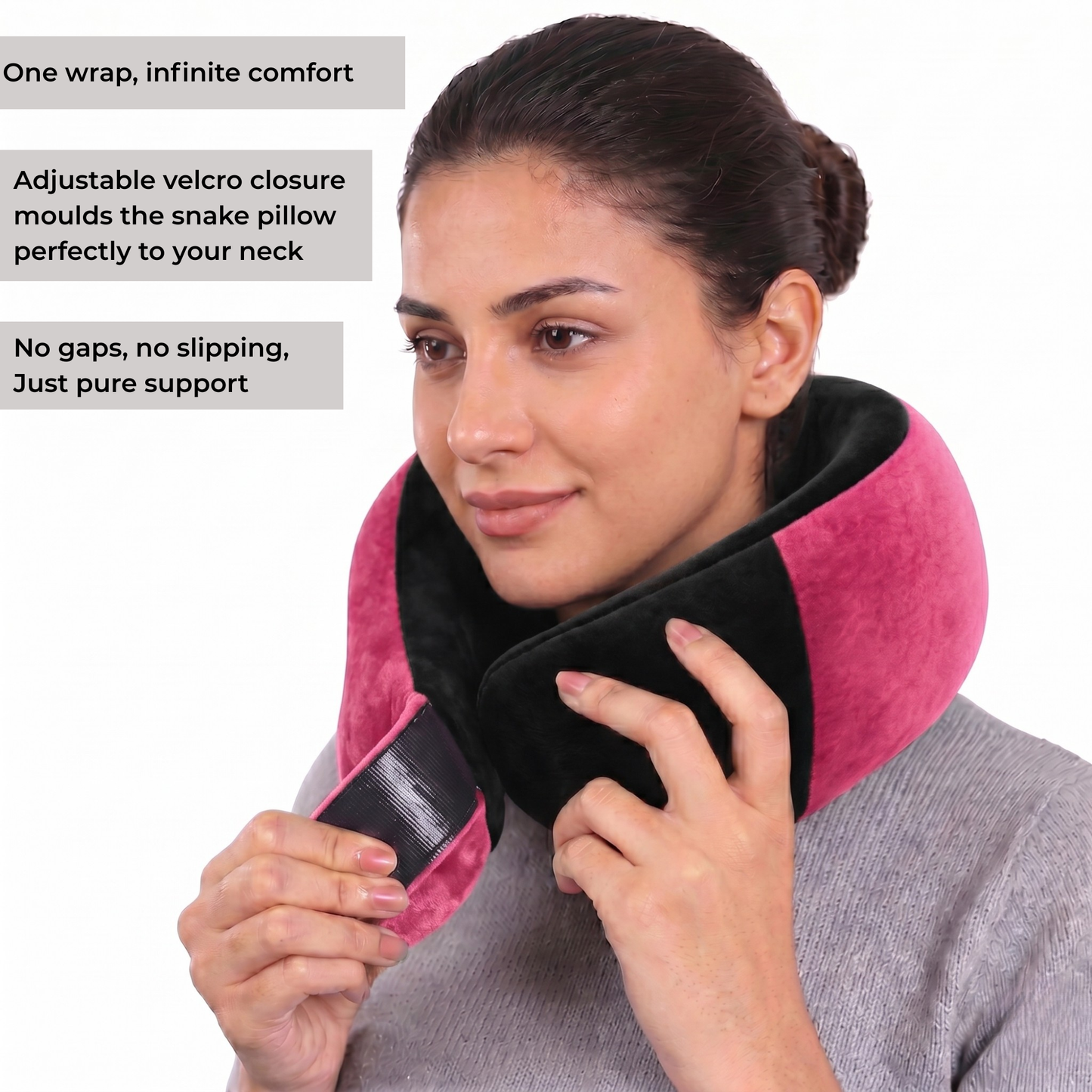 Keshim Memory Foam Travel Neck Pillow for Airplane, Car & Office | Premium Soft Velvet Fabric | Ergonomic 360° Neck Support | Portable Snake Shaped Travel Cushion for Adults and Kids.