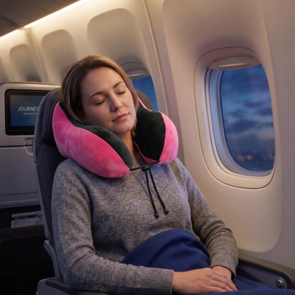 Keshim Memory Foam Travel Neck Pillow for Airplane, Car & Office | Multi-Hump Ergonomic U-Shaped Neck Support Cushion | Premium Velvet Fabric | Adjustable Strap | Soft & Comfortable Cervical Support