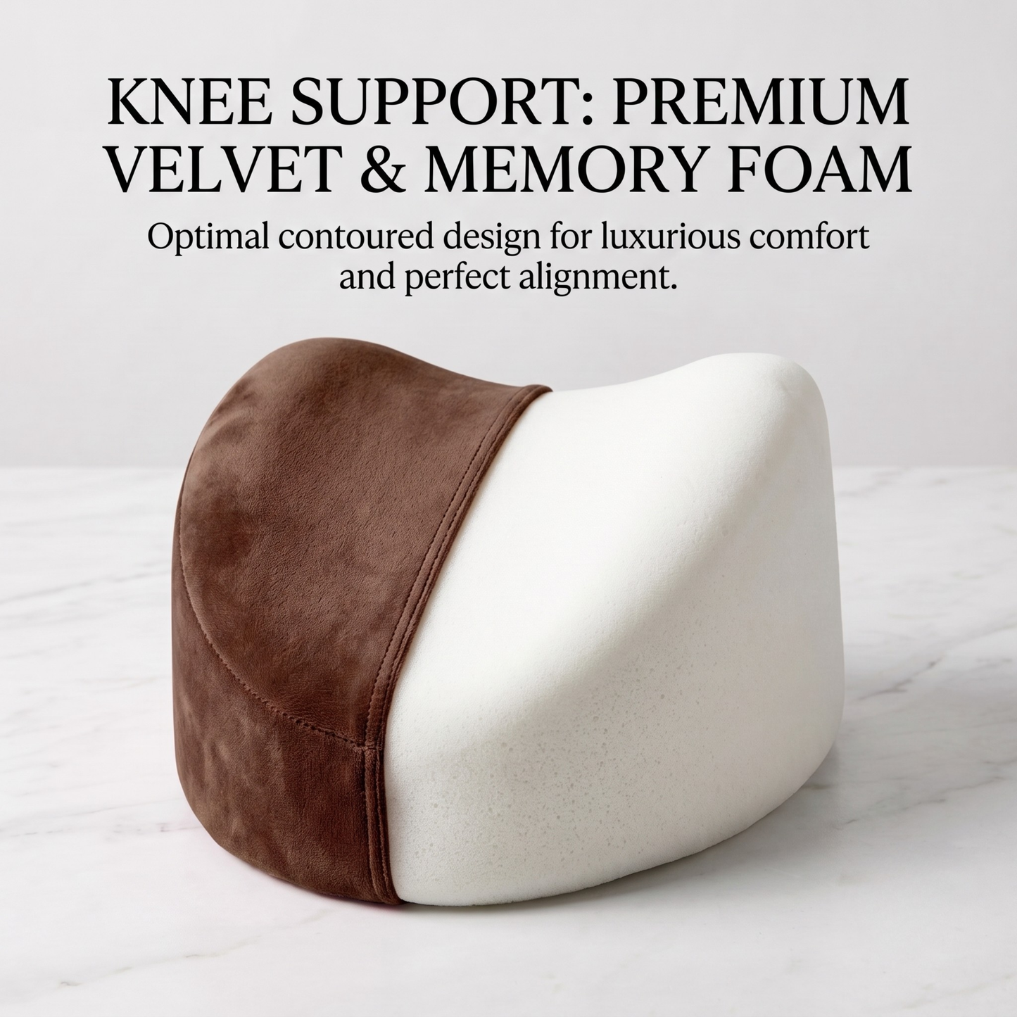KESHIM Memory Foam Knee Support Pillow for Side Sleeping | Orthopedic Leg Spacer Cushion with Adjustable Strap | Premium Velvet Cover | Knee, Hip, Back & Sciatica Pain Relief | Sleeping Support Cushion
