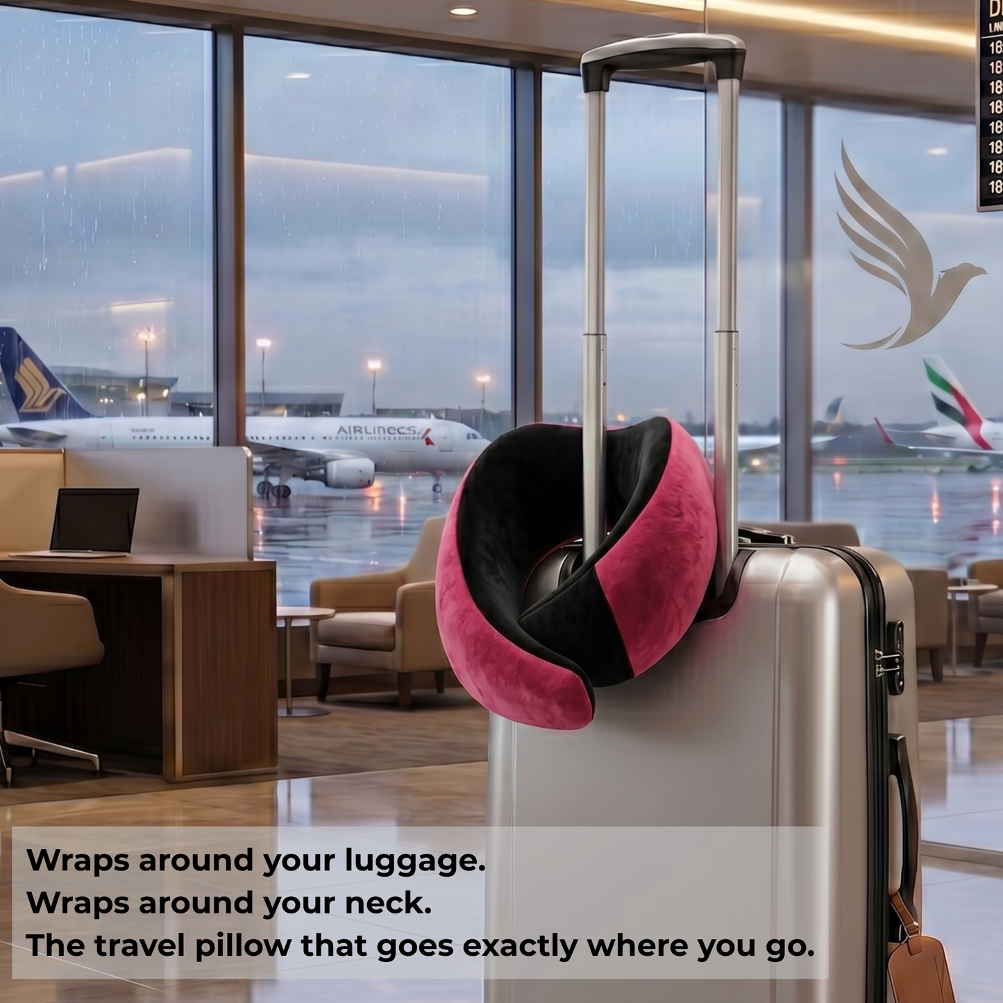Keshim Memory Foam Travel Neck Pillow for Airplane, Car & Office | Premium Soft Velvet Fabric | Ergonomic 360° Neck Support | Portable Snake Shaped Travel Cushion for Adults and Kids.