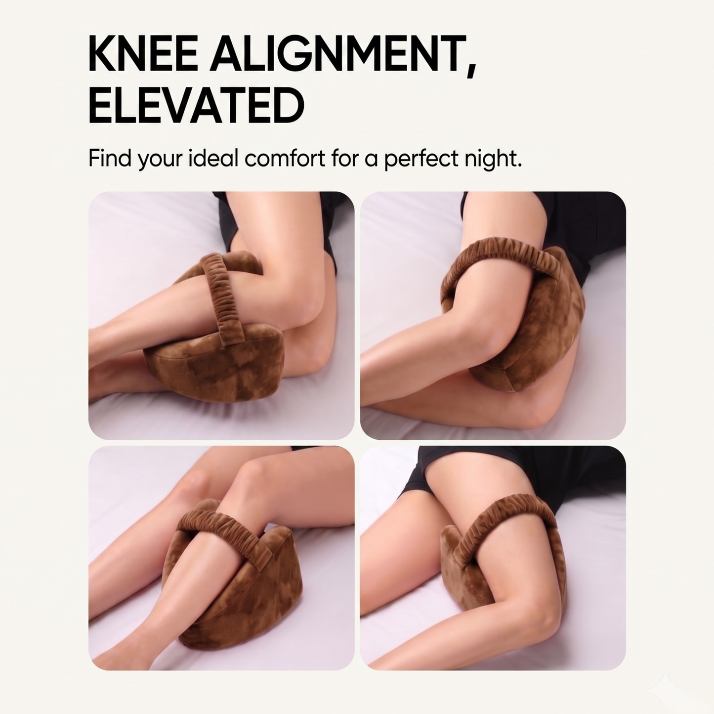 KESHIM Memory Foam Knee Support Pillow for Side Sleeping | Orthopedic Leg Spacer Cushion with Adjustable Strap | Premium Velvet Cover | Knee, Hip, Back & Sciatica Pain Relief | Sleeping Support Cushion