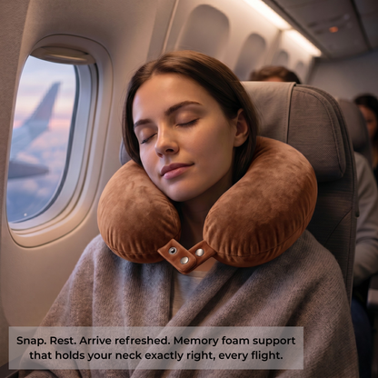 Keshim U-Shaped Memory Foam Travel Neck Pillow for Airplane, Car & Train Travel | Premium Soft Velvet Cover | Ergonomic Neck & Chin Support | Portable Neck Cushion for Adults