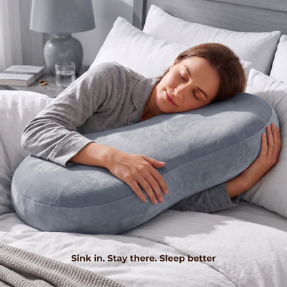 Keshim Memory Foam Cuddle Pillow for Adults & Kids | Ultra-Soft Velvet Hug Pillow for Sleeping, Relaxation & Side Sleeping | Ergonomic Body Support Cushion for Comfort & Stress Relief