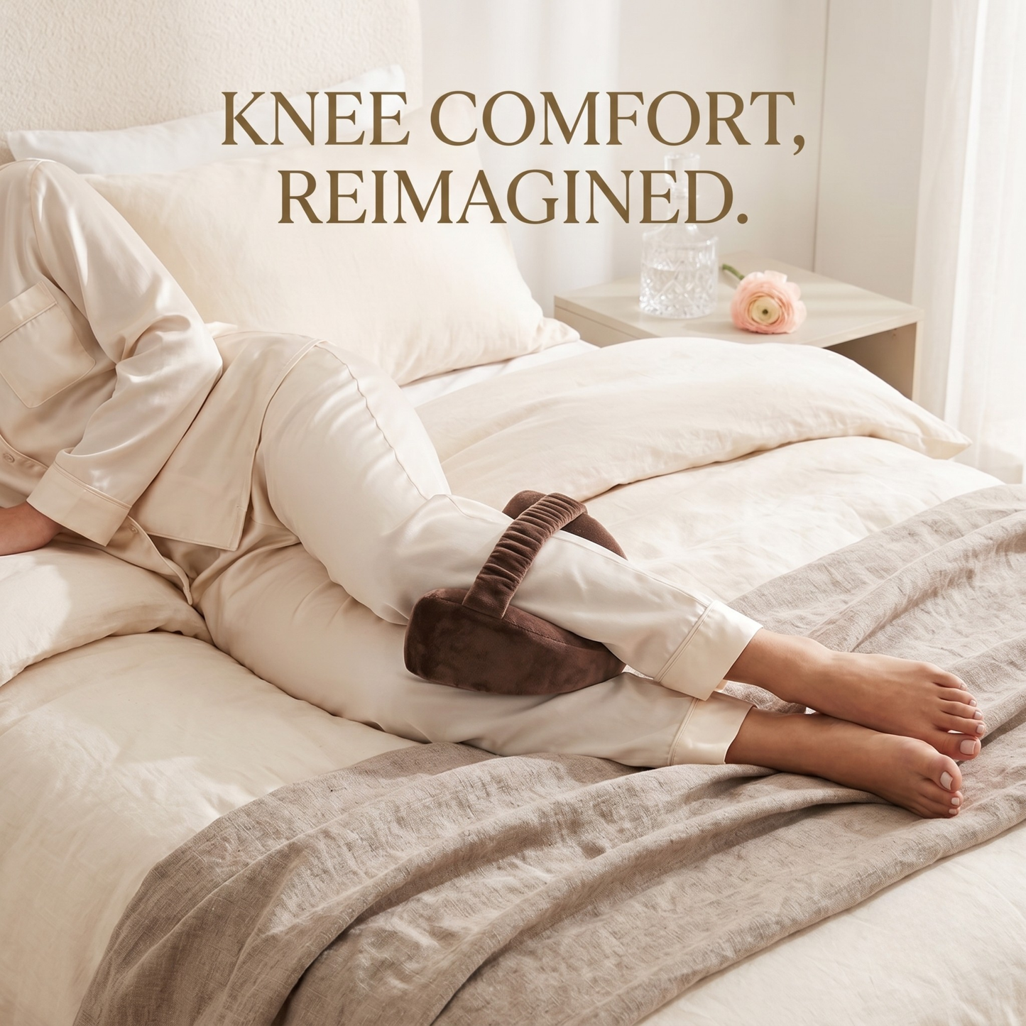 KESHIM Memory Foam Knee Support Pillow for Side Sleeping | Orthopedic Leg Spacer Cushion with Adjustable Strap | Premium Velvet Cover | Knee, Hip, Back & Sciatica Pain Relief | Sleeping Support Cushion