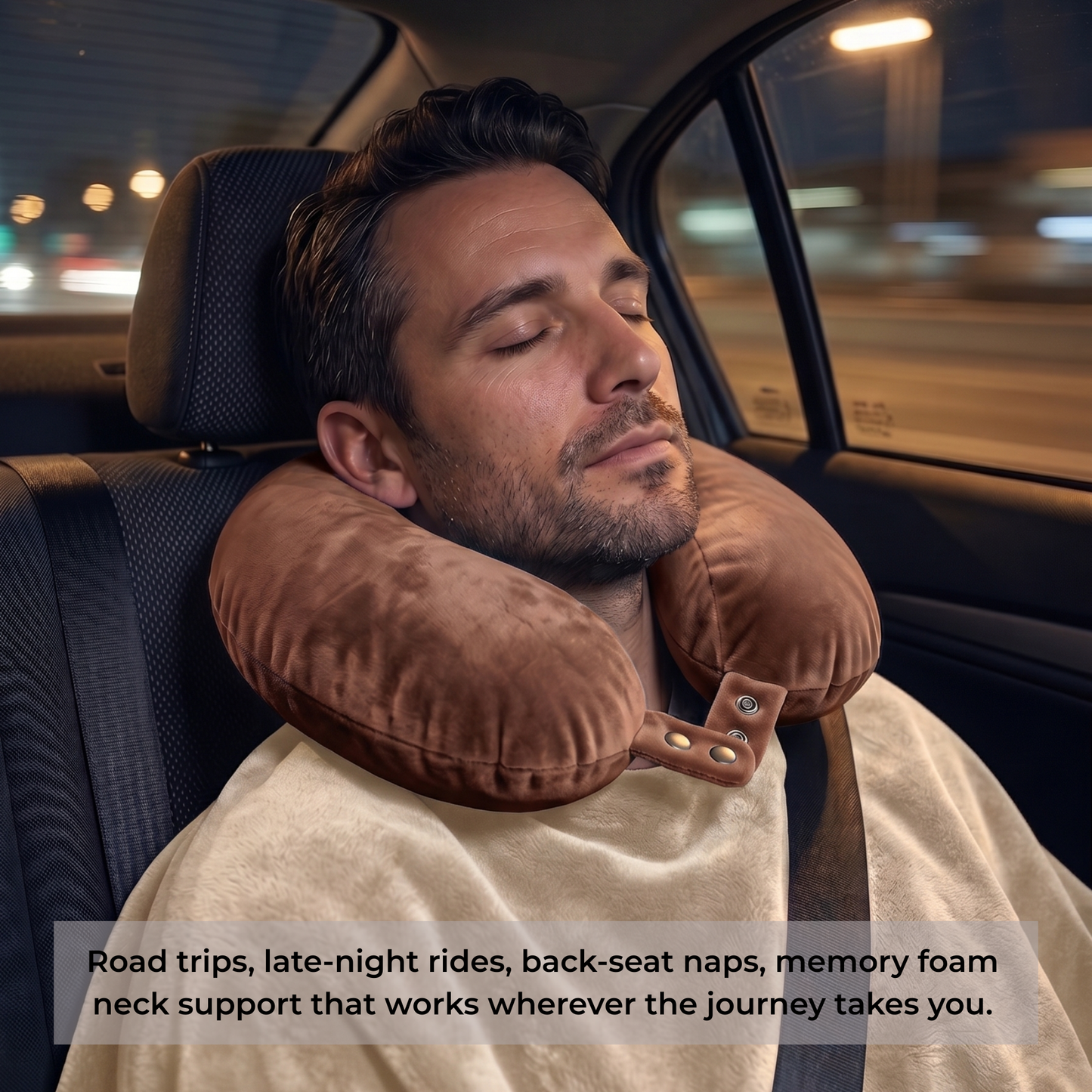 Keshim U-Shaped Memory Foam Travel Neck Pillow for Airplane, Car & Train Travel | Premium Soft Velvet Cover | Ergonomic Neck & Chin Support | Portable Neck Cushion for Adults