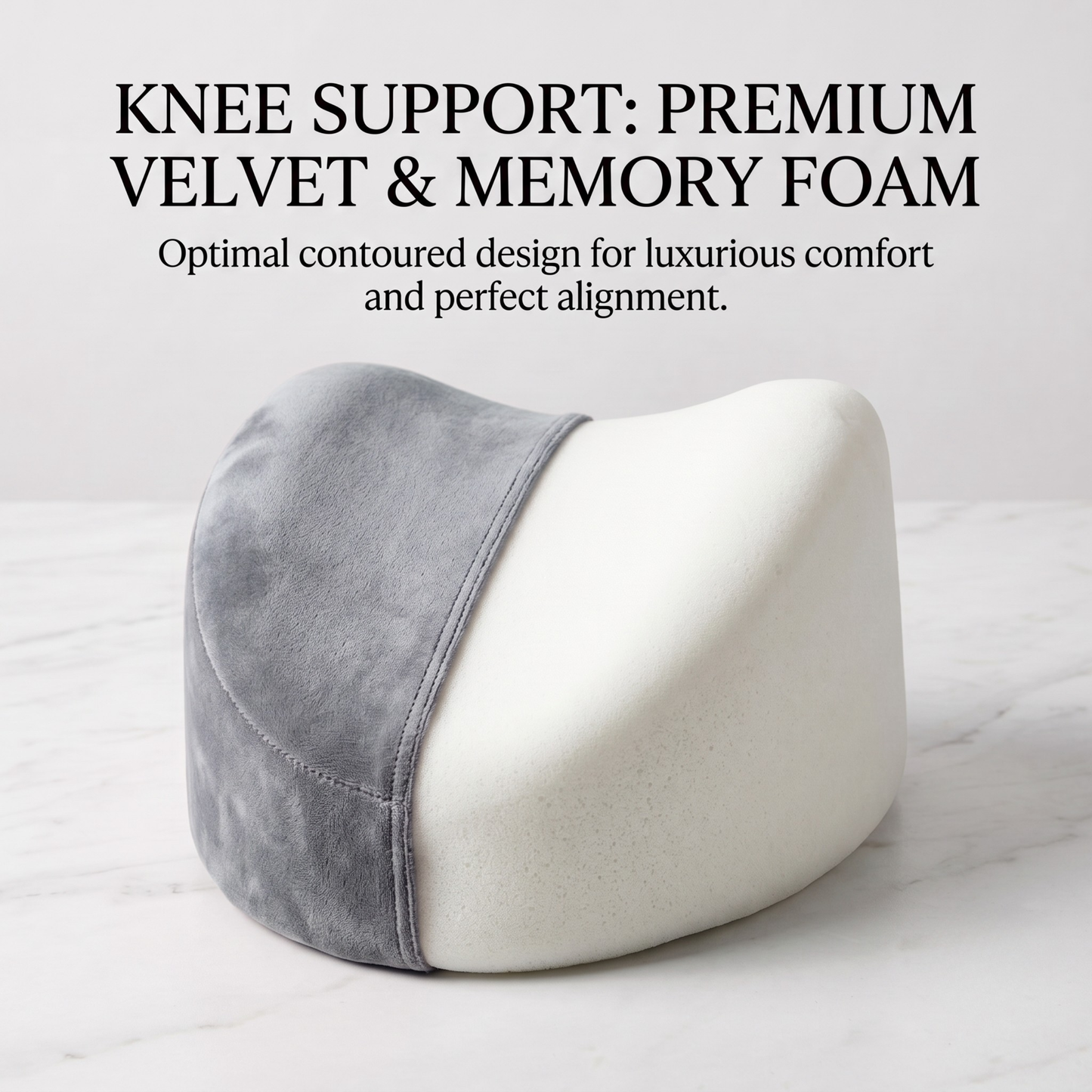 KESHIM Memory Foam Knee Support Pillow for Side Sleeping | Orthopedic Leg Spacer Cushion with Adjustable Strap | Premium Velvet Cover | Knee, Hip, Back & Sciatica Pain Relief | Sleeping Support Cushion