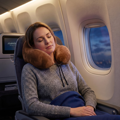 Keshim Memory Foam Travel Neck Pillow for Airplane, Car & Office | Multi-Hump Ergonomic U-Shaped Neck Support Cushion | Premium Velvet Fabric | Adjustable Strap | Soft & Comfortable Cervical Support
