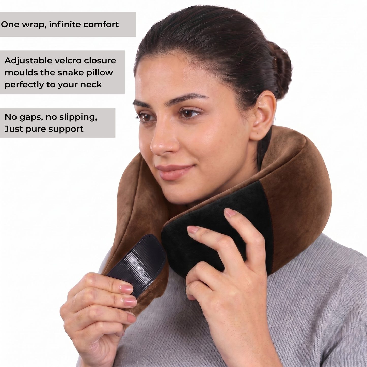 Keshim Memory Foam Travel Neck Pillow for Airplane, Car & Office | Premium Soft Velvet Fabric | Ergonomic 360° Neck Support | Portable Snake Shaped Travel Cushion for Adults and Kids.