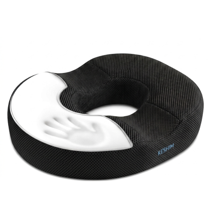 Keshim Donut Cut Seat Cushion for Tailbone Pain Relief | Premium Memory Foam Ring Cushion with Breathable Air Mesh Cover | Orthopedic Coccyx Support Pillow for Office Chair, Car Seat, Wheelchair