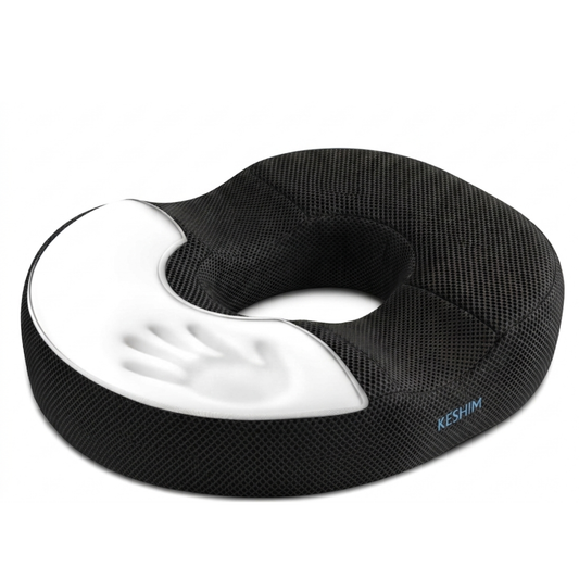 Keshim Donut Cut Seat Cushion for Tailbone Pain Relief | Premium Memory Foam Ring Cushion with Breathable Air Mesh Cover | Orthopedic Coccyx Support Pillow for Office Chair, Car Seat, Wheelchair