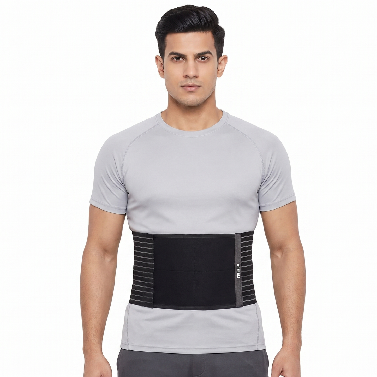 KESHIM Abdominal Belt for Men & Women | Adjustable Compression Tummy Belt for Waist & Stomach Support | Post Surgery Recovery, Back Support & Everyday Use | Breathable Stretch Fabric (Black)