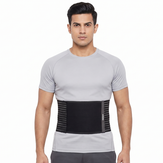 KESHIM Abdominal Belt for Men & Women | Adjustable Compression Tummy Belt for Waist & Stomach Support | Post Surgery Recovery, Back Support & Everyday Use | Breathable Stretch Fabric (Black)