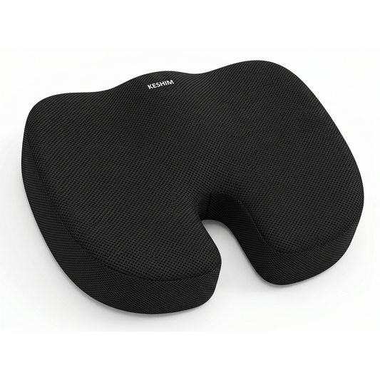 Keshim Orthopedic Coccyx Seat Cushion for Tailbone Pain Relief – Premium Memory Foam Sitting Pillow with Breathable Air Mesh Cover, Ergonomic U-Shaped Design for Office Chair, Car Seat, Wheelchair