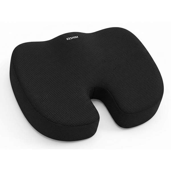 Keshim Orthopedic Coccyx Seat Cushion for Tailbone Pain Relief – Premium Memory Foam Sitting Pillow with Breathable Air Mesh Cover, Ergonomic U-Shaped Design for Office Chair, Car Seat, Wheelchair