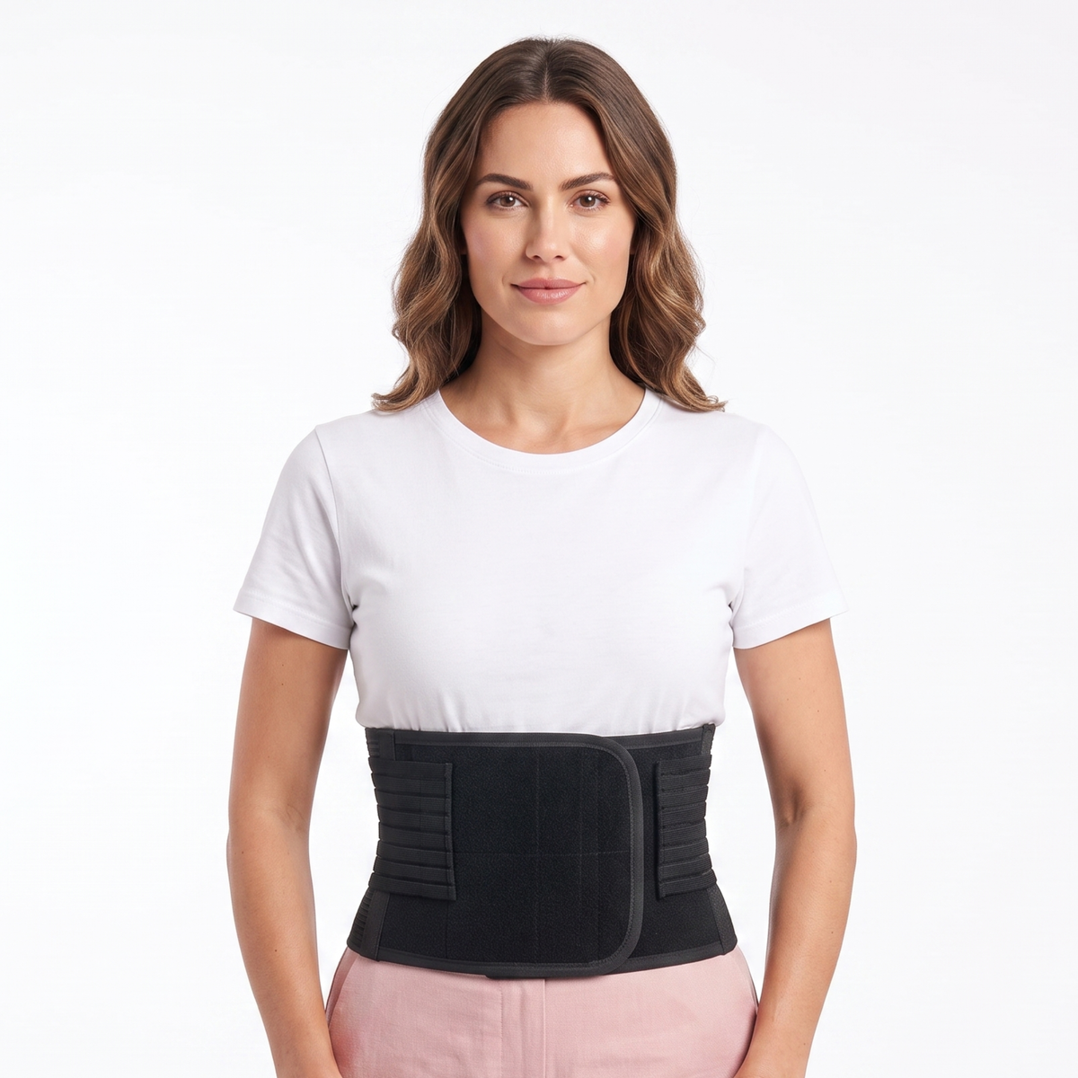 KESHIM Abdominal Belt with Extra Grip for Men & Women | Monofilament Elastic Abdominal Support Belt | Double Compression Waist Binder for Post-Surgery Recovery, Hernia Support & Lower Back Support | Black