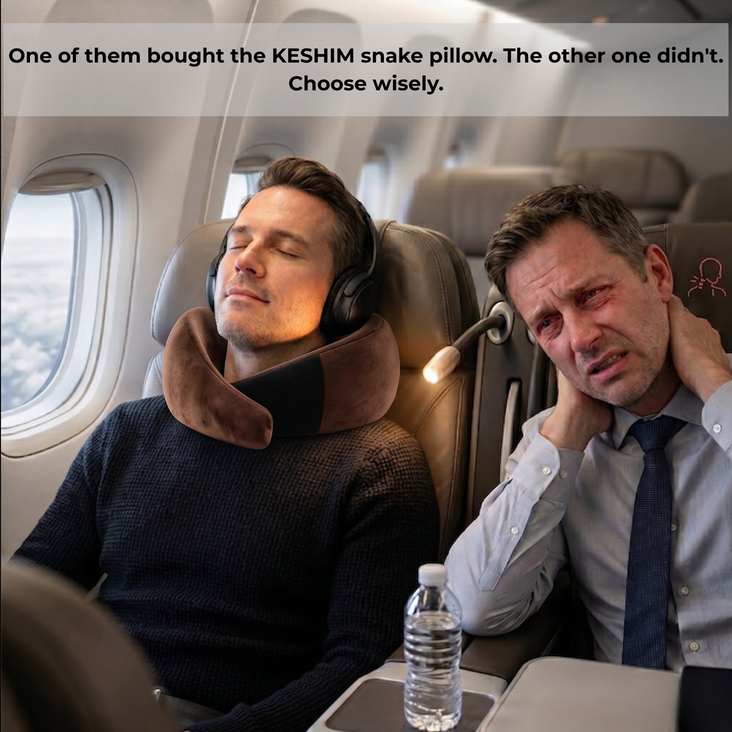 Keshim Memory Foam Travel Neck Pillow for Airplane, Car & Office | Premium Soft Velvet Fabric | Ergonomic 360° Neck Support | Portable Snake Shaped Travel Cushion for Adults and Kids.