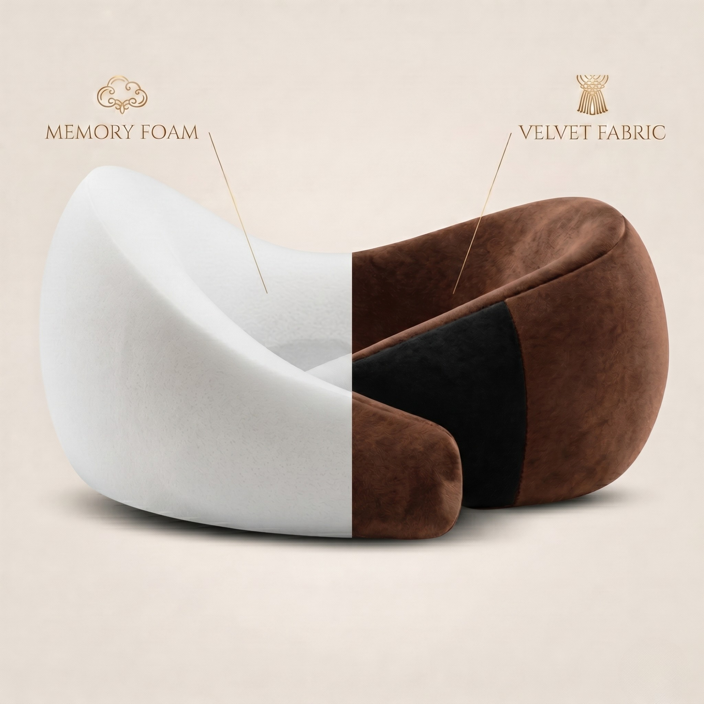 Keshim Memory Foam Travel Neck Pillow for Airplane, Car & Office | Premium Soft Velvet Fabric | Ergonomic 360° Neck Support | Portable Snake Shaped Travel Cushion for Adults and Kids.