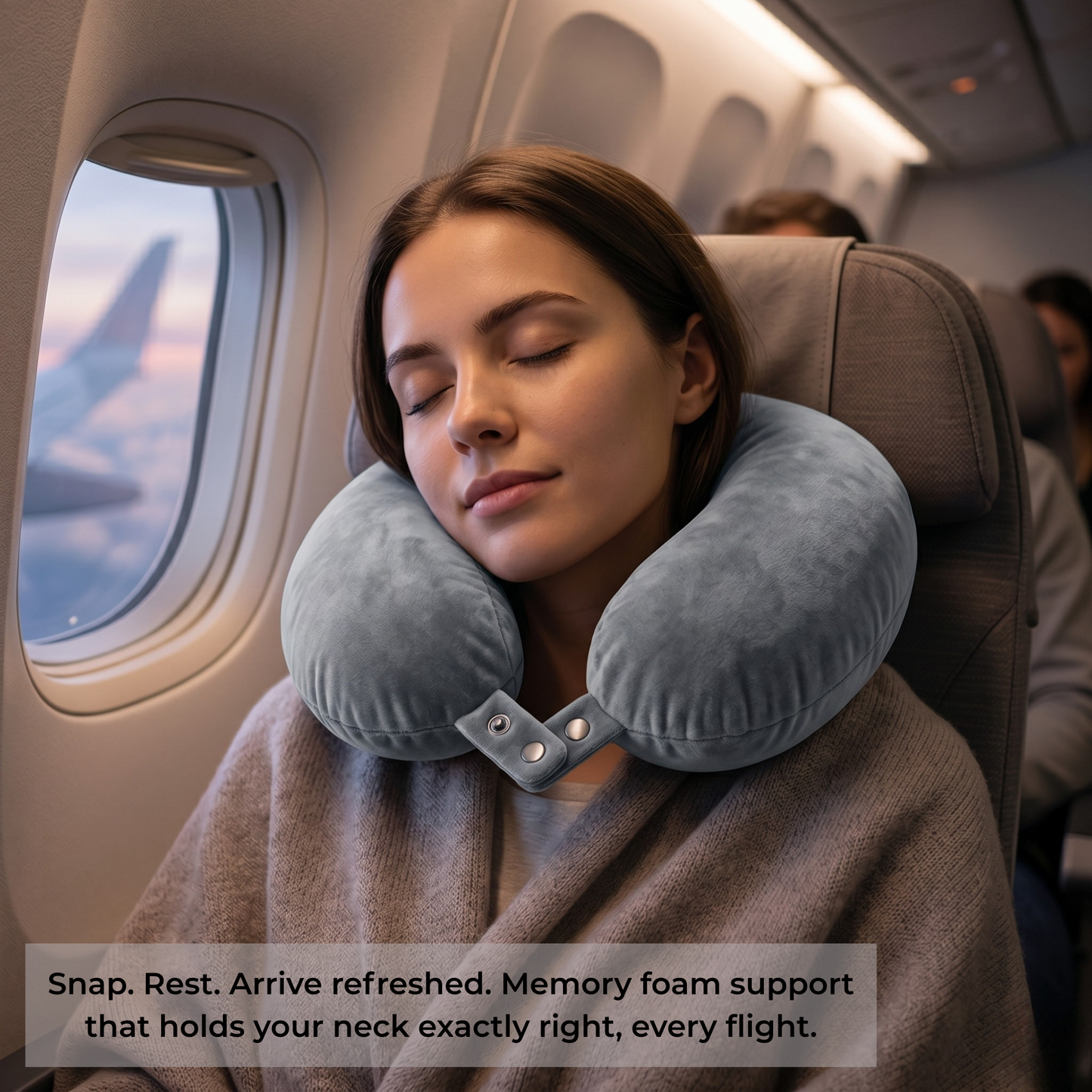 Keshim U-Shaped Memory Foam Travel Neck Pillow for Airplane, Car & Train Travel | Premium Soft Velvet Cover | Ergonomic Neck & Chin Support | Portable Neck Cushion for Adults