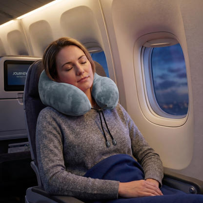 Keshim Memory Foam Travel Neck Pillow for Airplane, Car & Office | Multi-Hump Ergonomic U-Shaped Neck Support Cushion | Premium Velvet Fabric | Adjustable Strap | Soft & Comfortable Cervical Support