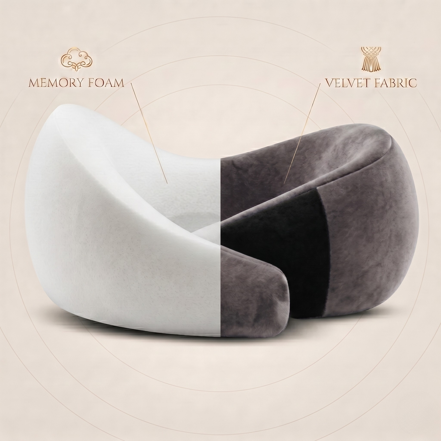 Keshim Memory Foam Travel Neck Pillow for Airplane, Car & Office | Premium Soft Velvet Fabric | Ergonomic 360° Neck Support | Portable Snake Shaped Travel Cushion for Adults and Kids.