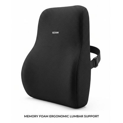 Keshim Memory Foam Lumbar Support Pillow for Office Chair, Car Seat & Gaming Chair – Ergonomic Lower Back Cushion with Premium Breathable Mesh Cover for Back Pain Relief & Posture Support