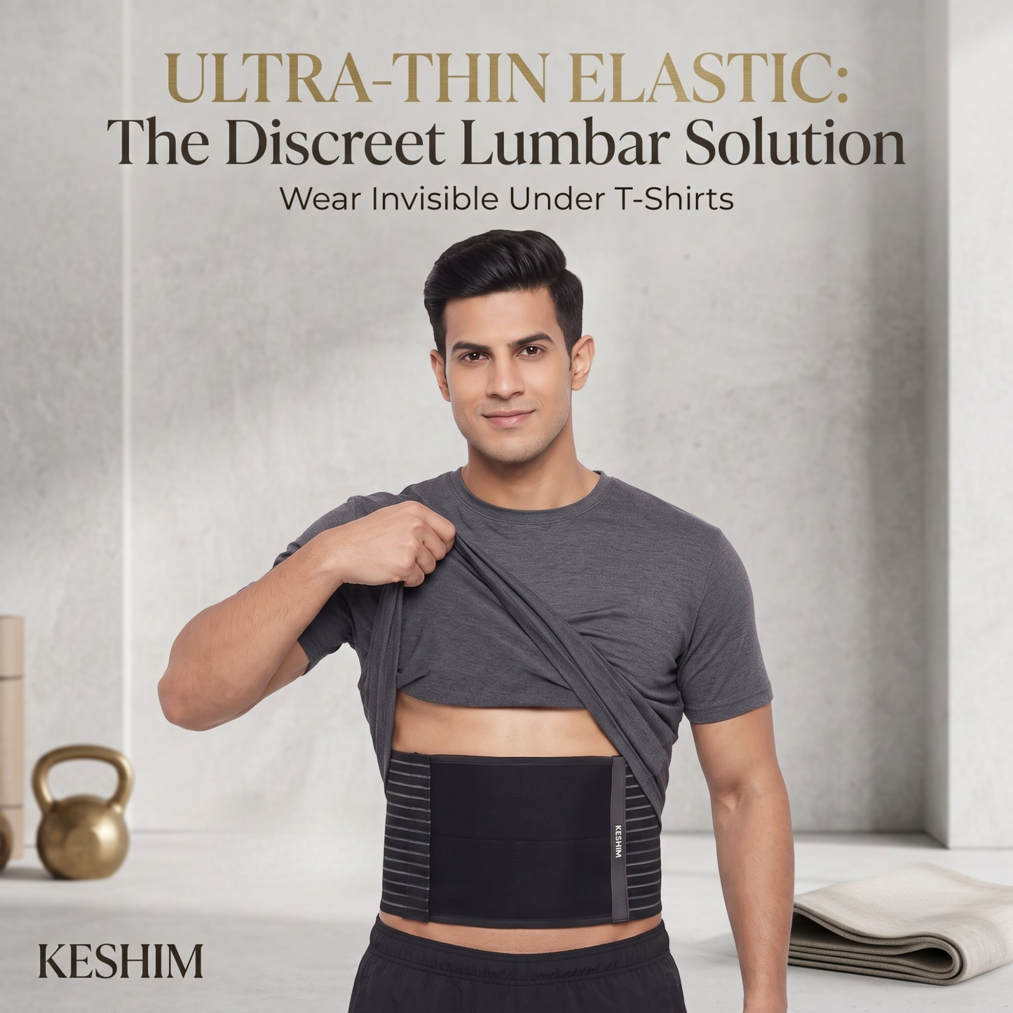 KESHIM Abdominal Belt for Men & Women | Adjustable Compression Tummy Belt for Waist & Stomach Support | Post Surgery Recovery, Back Support & Everyday Use | Breathable Stretch Fabric (Black)