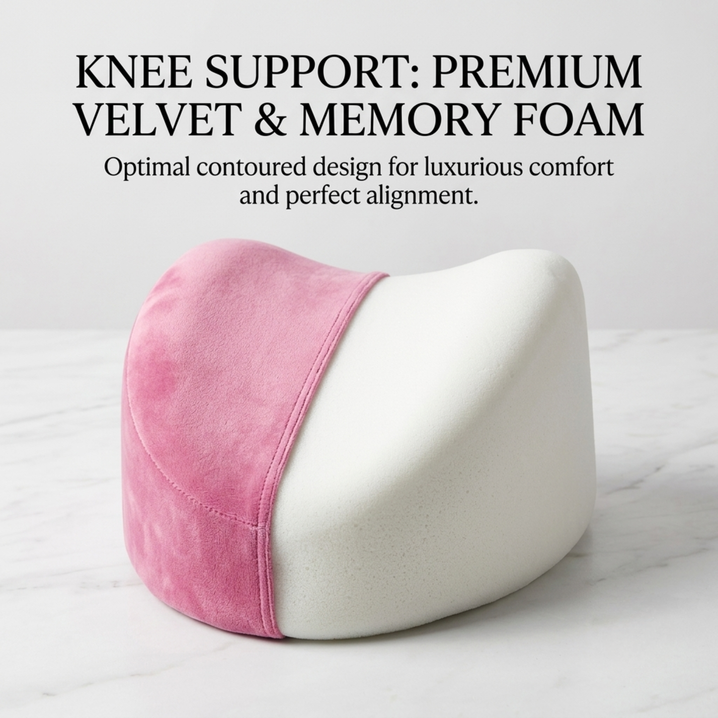 KESHIM Memory Foam Knee Support Pillow for Side Sleeping | Orthopedic Leg Spacer Cushion with Adjustable Strap | Premium Velvet Cover | Knee, Hip, Back & Sciatica Pain Relief | Sleeping Support Cushion