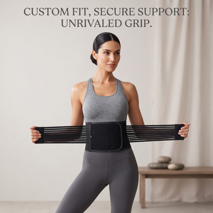 KESHIM Abdominal Belt with Extra Grip for Men & Women | Monofilament Elastic Abdominal Support Belt | Double Compression Waist Binder for Post-Surgery Recovery, Hernia Support & Lower Back Support | Black