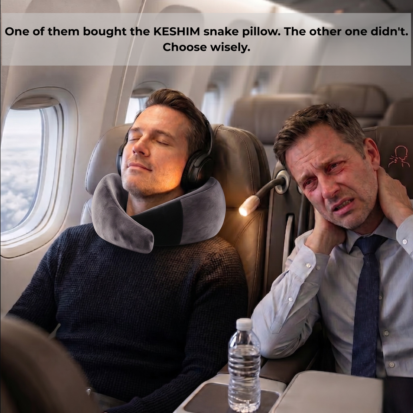 Keshim Memory Foam Travel Neck Pillow for Airplane, Car & Office | Premium Soft Velvet Fabric | Ergonomic 360° Neck Support | Portable Snake Shaped Travel Cushion for Adults and Kids.