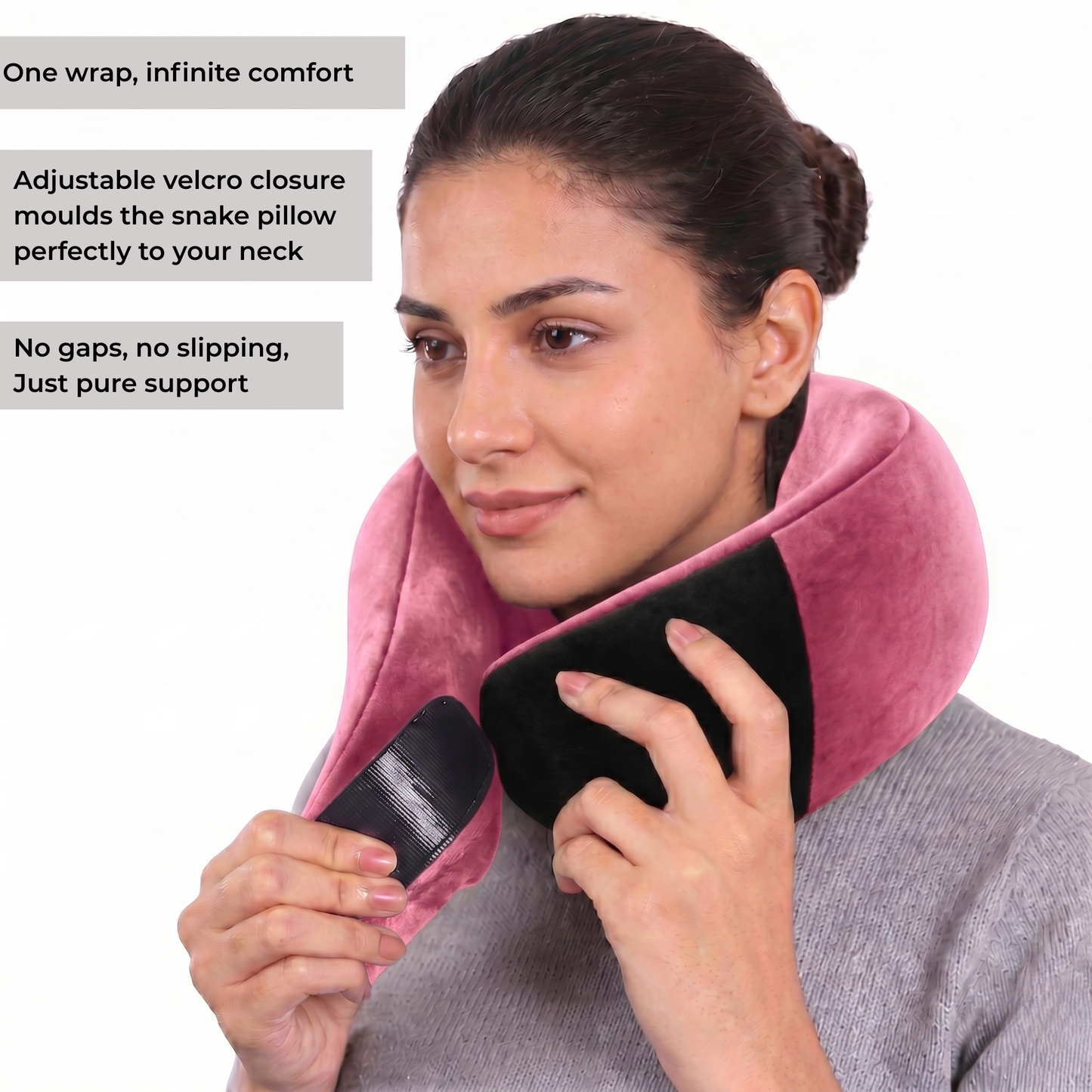 Keshim Memory Foam Travel Neck Pillow for Airplane, Car & Office | Premium Soft Velvet Fabric | Ergonomic 360° Neck Support | Portable Snake Shaped Travel Cushion for Adults and Kids.
