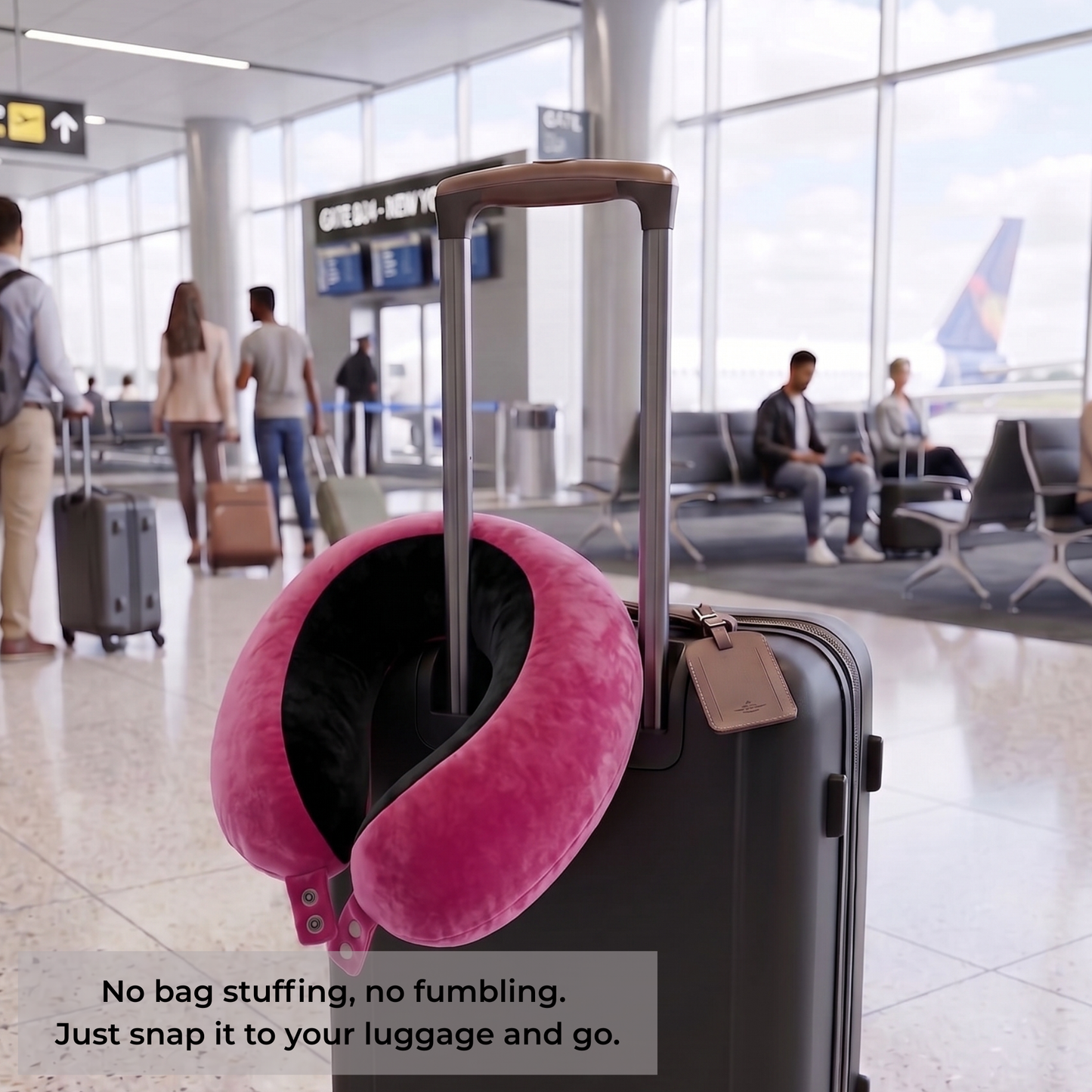 Keshim U-Shaped Memory Foam Travel Neck Pillow for Airplane, Car & Train Travel | Premium Soft Velvet Cover | Ergonomic Neck & Chin Support | Portable Neck Cushion for Adults