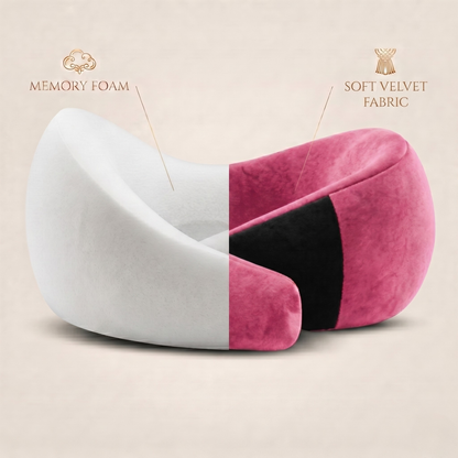 Keshim Memory Foam Travel Neck Pillow for Airplane, Car & Office | Premium Soft Velvet Fabric | Ergonomic 360° Neck Support | Portable Snake Shaped Travel Cushion for Adults and Kids.