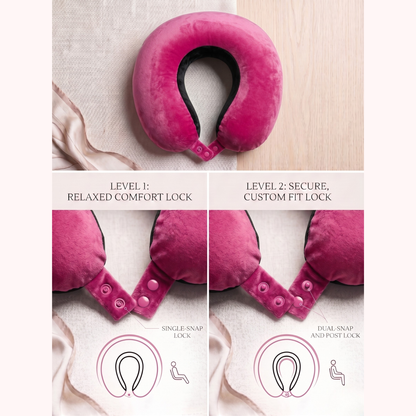 Keshim U-Shaped Memory Foam Travel Neck Pillow for Airplane, Car & Train Travel | Premium Soft Velvet Cover | Ergonomic Neck & Chin Support | Portable Neck Cushion for Adults