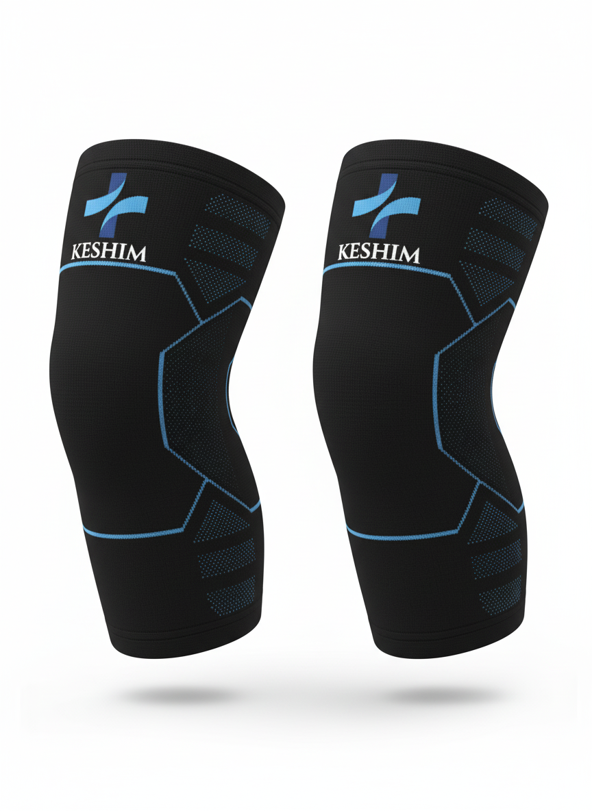 Keshim Knee Support Sleeve (Pair) for Men & Women | Premium Nylon Compression Knee Cap for Running, Gym, Sports, Joint Pain Relief & Daily Support | Breathable Stretch Fabric
