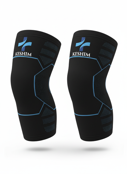 Keshim Knee Support Sleeve (Pair) for Men & Women | Premium Nylon Compression Knee Cap for Running, Gym, Sports, Joint Pain Relief & Daily Support | Breathable Stretch Fabric
