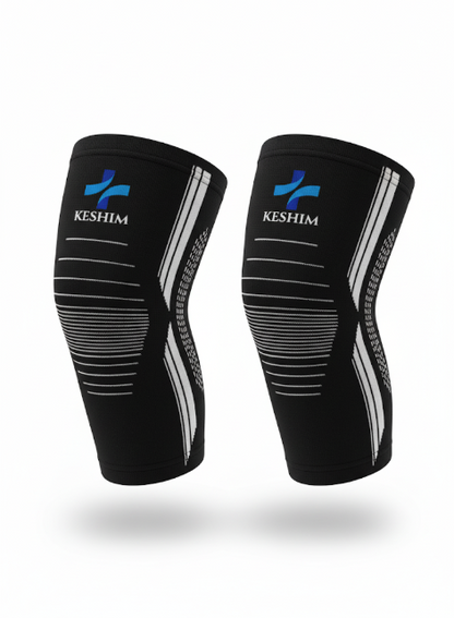 Keshim Knee Support Sleeve (Pair) for Men & Women | Premium Nylon Compression Knee Cap for Running, Gym, Sports, Joint Pain Relief & Daily Support | Breathable Stretch Fabric