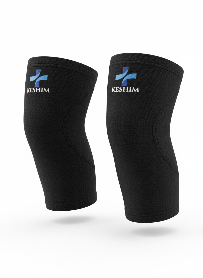 Keshim Knee Support Sleeve (Pair) for Men & Women | Premium Nylon Compression Knee Cap for Running, Gym, Sports, Joint Pain Relief & Daily Support | Breathable Stretch Fabric