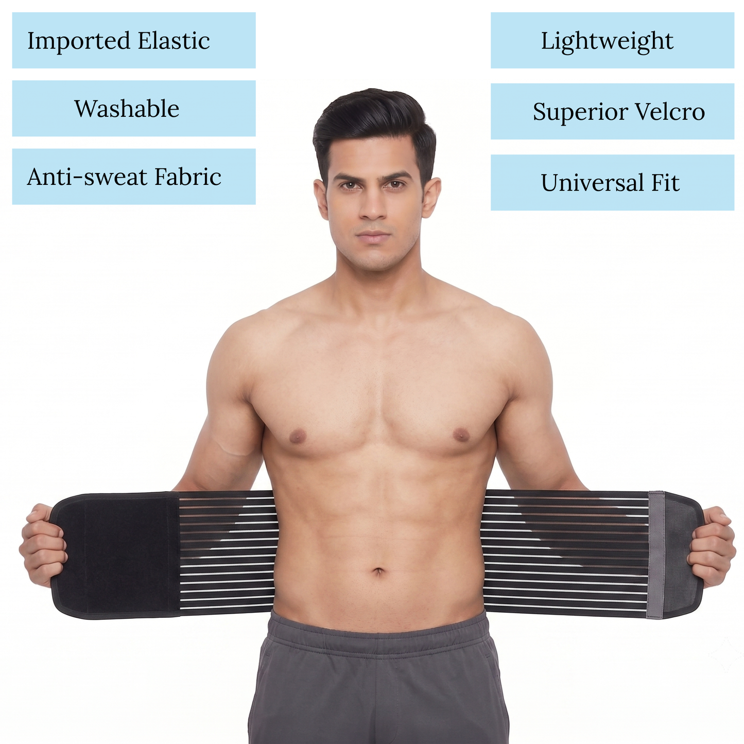 KESHIM Abdominal Belt for Men & Women | Adjustable Compression Tummy Belt for Waist & Stomach Support | Post Surgery Recovery, Back Support & Everyday Use | Breathable Stretch Fabric (Black)