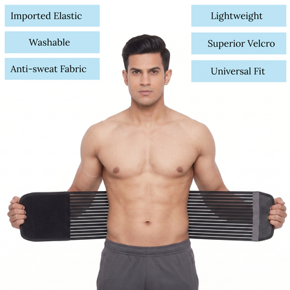 KESHIM Abdominal Belt for Men & Women | Adjustable Compression Tummy Belt for Waist & Stomach Support | Post Surgery Recovery, Back Support & Everyday Use | Breathable Stretch Fabric (Black)