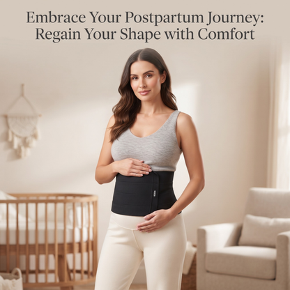 KESHIM Postpartum Abdominal Binder for Women | Adjustable Compression Belly Wrap | Abdominal Support Belt for Post Pregnancy Recovery, Waist Support & Tummy Compression | Breathable Elastic Binder | Black
