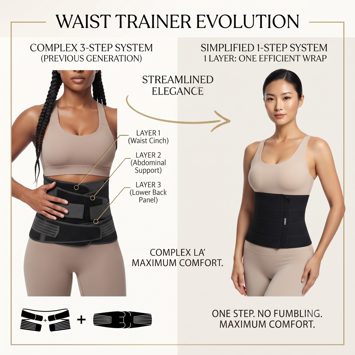 KESHIM Postpartum Abdominal Binder for Women | Adjustable Compression Belly Wrap | Abdominal Support Belt for Post Pregnancy Recovery, Waist Support & Tummy Compression | Breathable Elastic Binder | Black