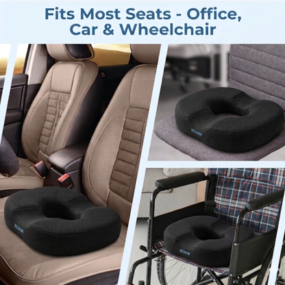 Keshim Donut Cut Seat Cushion for Tailbone Pain Relief | Premium Memory Foam Ring Cushion with Breathable Air Mesh Cover | Orthopedic Coccyx Support Pillow for Office Chair, Car Seat, Wheelchair