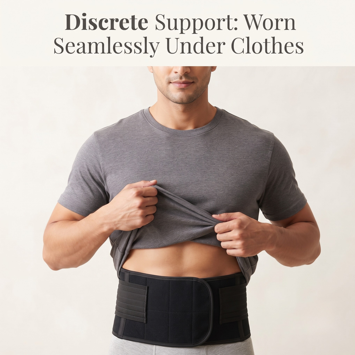 KESHIM Abdominal Belt with Extra Grip for Men & Women | Monofilament Elastic Abdominal Support Belt | Double Compression Waist Binder for Post-Surgery Recovery, Hernia Support & Lower Back Support | Black