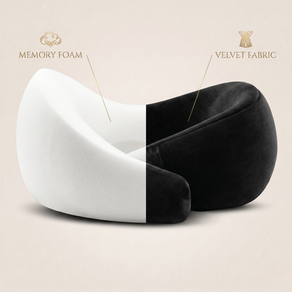 Keshim Memory Foam Travel Neck Pillow for Airplane, Car & Office | Premium Soft Velvet Fabric | Ergonomic 360° Neck Support | Portable Snake Shaped Travel Cushion for Adults and Kids.