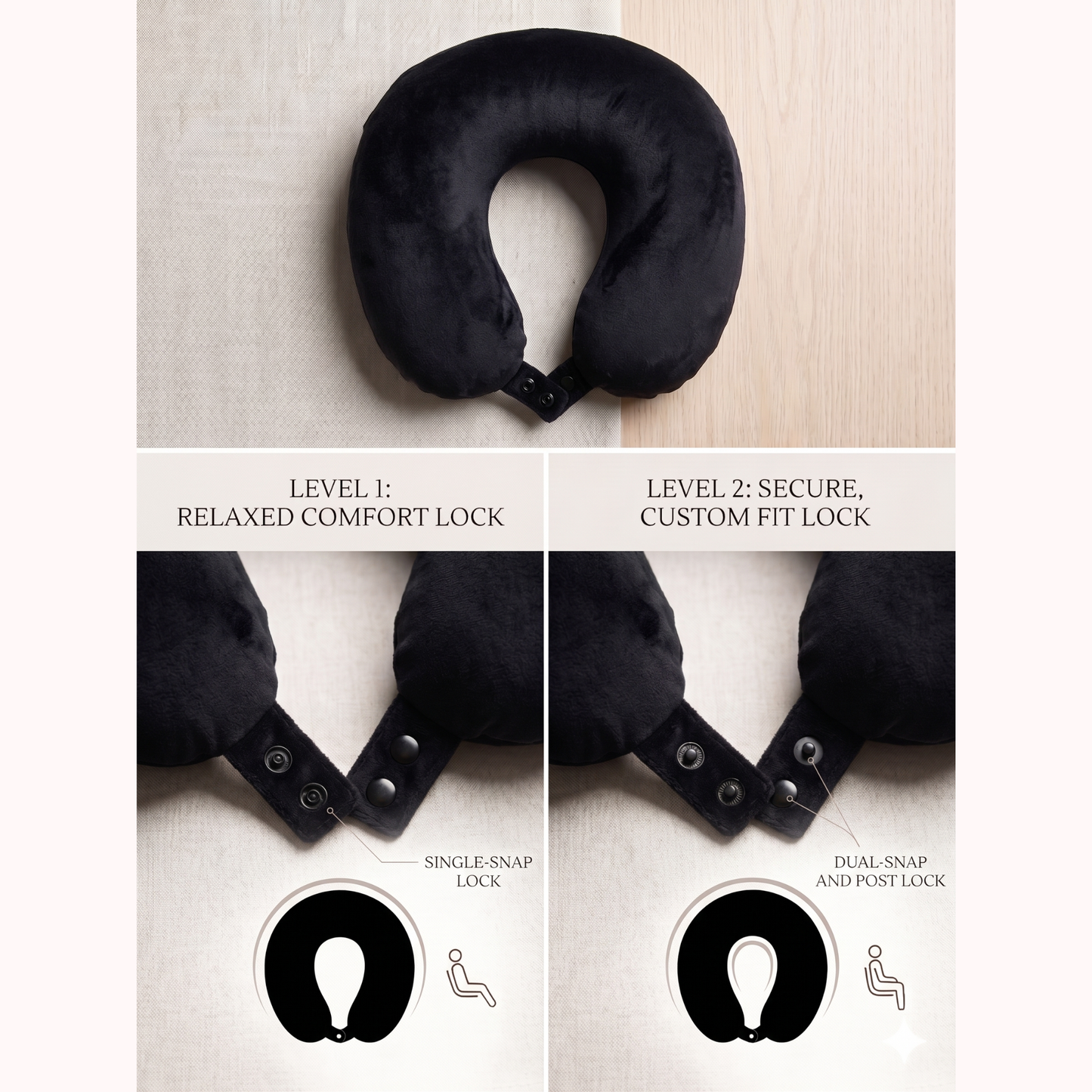 Keshim U-Shaped Memory Foam Travel Neck Pillow for Airplane, Car & Train Travel | Premium Soft Velvet Cover | Ergonomic Neck & Chin Support | Portable Neck Cushion for Adults